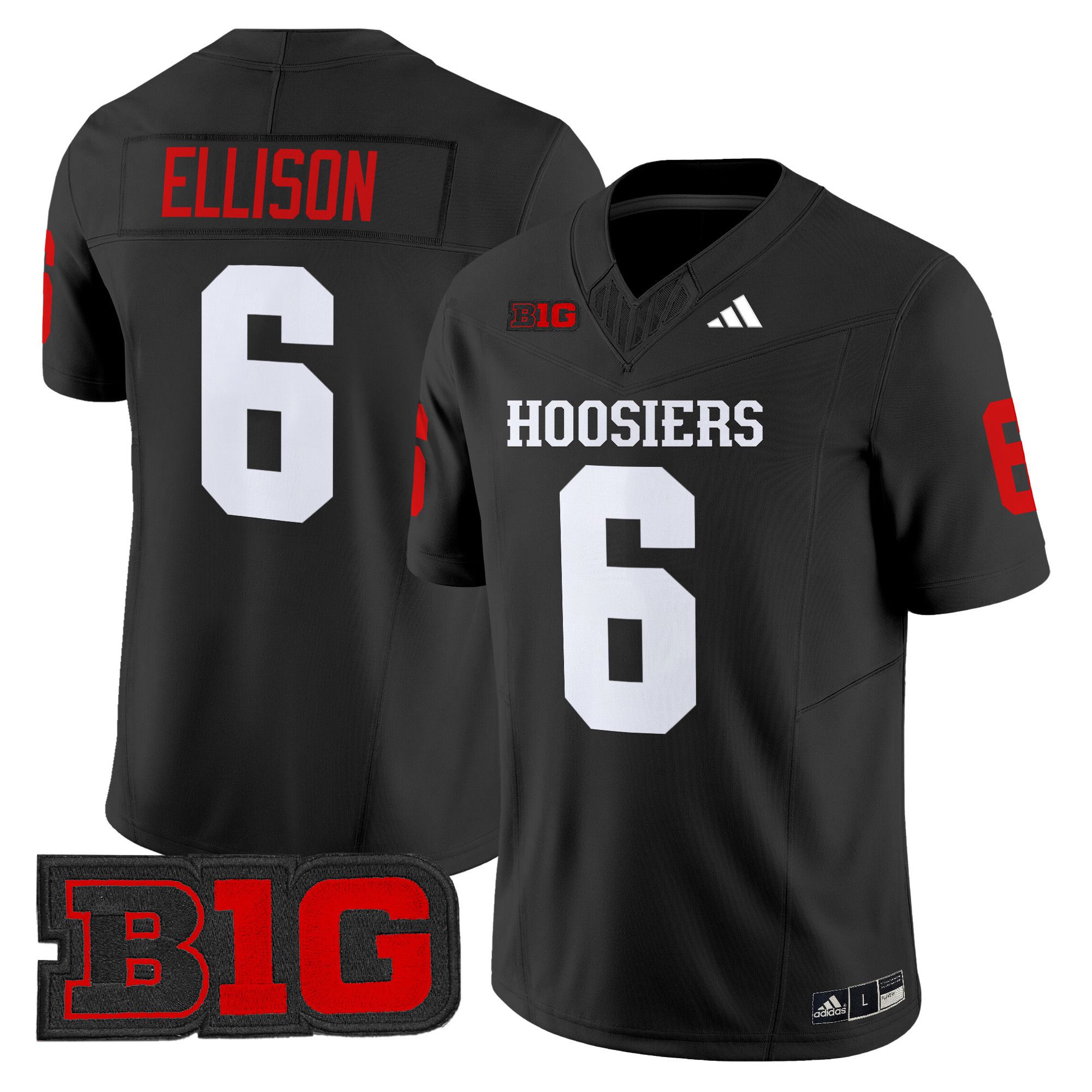 Men Indiana Hoosiers #6 Ellison Black 2024 Vapor Limited NCAA Jersey style 1